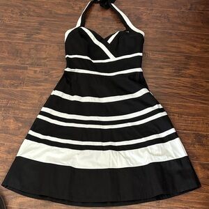 White House Black Market Strapless Dress with Black and White Stripes
